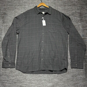 Marine Layer Flannel Button Up Shirt Men's 2XL Gray Windowpane Plaid Balboa